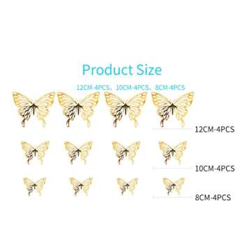 3D Butterfly Wall Decor | 12pcs Removable Silver Stickers - Home Craft
