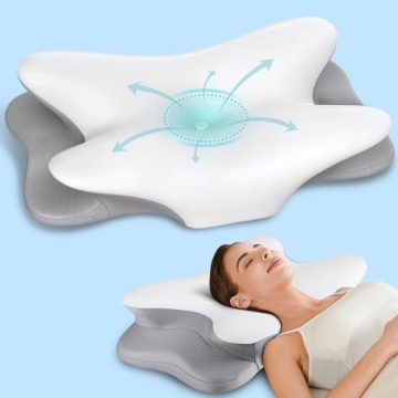 Cervical Neck Pillow for Pain Relief - Ergonomic Side Sleeper Pillow for Neck Support, Cooling Memor...