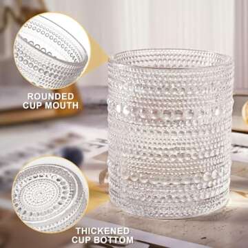 OPAYLY Vintage Hobnail Drinking Glasses Set of 4