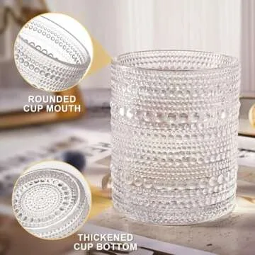 OPAYLY Vintage Hobnail Drinking Glasses Set of 4