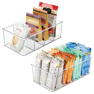 mDesign 4-Section Plastic Organizer Bins for Kitchen & Home
