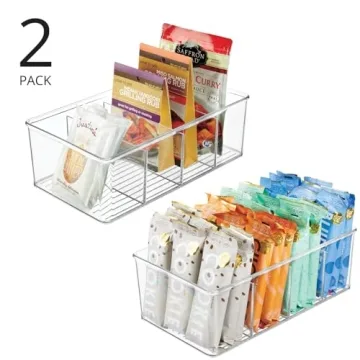 mDesign 4-Section Plastic Organizer Bins for Kitchen & Home
