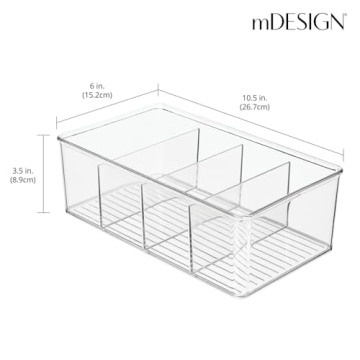 mDesign 4-Section Plastic Organizer Bins for Kitchen & Home