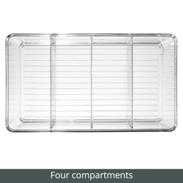 mDesign 4-Section Plastic Organizer Bins for Kitchen & Home