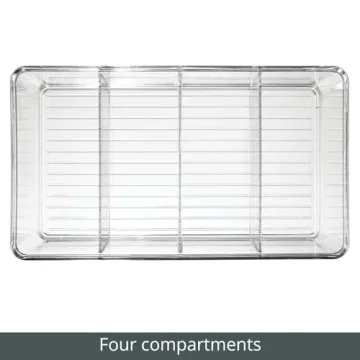 mDesign 4-Section Plastic Organizer Bins for Kitchen & Home