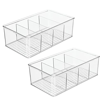 mDesign 4-Section Plastic Organizer Bins for Kitchen & Home