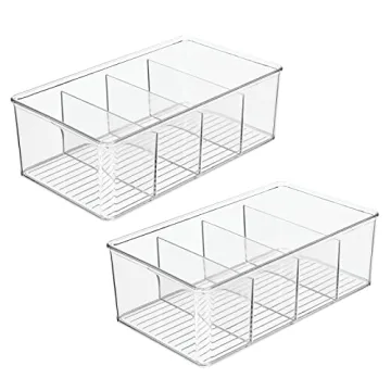 mDesign 4-Section Plastic Organizer Bins for Kitchen & Home