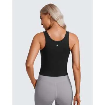 CRZ YOGA Womens Butterluxe Double Lined Workout Tank Tops Scoop Neck Racerback Cropped Casual Sleeve...