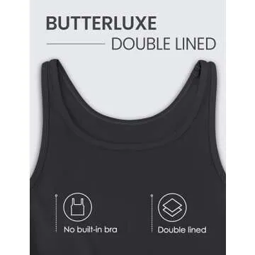 CRZ YOGA Womens Butterluxe Double Lined Workout Tank Tops Scoop Neck Racerback Cropped Casual Sleeveless Shirt Black Medium