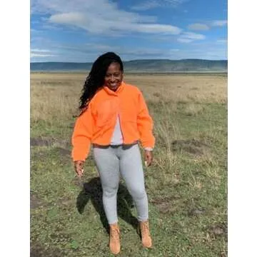 Stylish APAFES Women's Cropped Sherpa Fleece Jacket