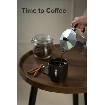 LAUCHUH Coffee Mug Set, Porcelain Stackable Coffee Mugs with Rack,15 oz Cappuccino Cup Coffee Cups for Coffee, Tea, Cocoa, Milk, Latte, Christmas, Mug Set of 4, Matte Black