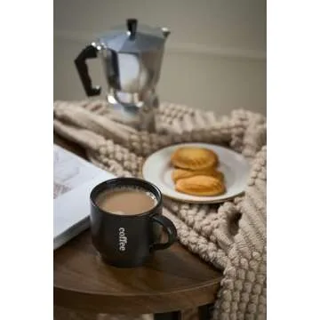 LAUCHUH Coffee Mug Set, Porcelain Stackable Coffee Mugs with Rack,15 oz Cappuccino Cup Coffee Cups for Coffee, Tea, Cocoa, Milk, Latte, Christmas, Mug Set of 4, Matte Black