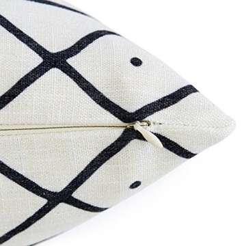 Hofdeco Premium Decorative Throw Pillow Cover Heavy Weight Cotton Linen African Mud Cloth Inspired Print Ethnic Natural Dots and Line 20x20 Inches 50x50cm Set of 2