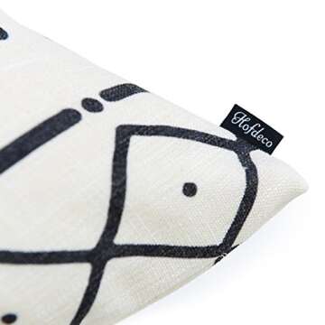 Hofdeco Premium Decorative Throw Pillow Cover Heavy Weight Cotton Linen African Mud Cloth Inspired Print Ethnic Natural Dots and Line 20x20 Inches 50x50cm Set of 2