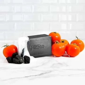 Yes To Tomatoes Bar Soap Activated Charcoal with Tomato Extracts and Sunflower Seed Oil Face, Body Soap for Men, Women and Teens No Paraben, 7 Ounce Bar