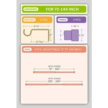 Ivilon Drapery Curtain Rod 1 Inch Adjustable 72 to 144 Inch