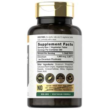 Carlyle Ultra Chromium Picolinate 1000mcg | Vegetarian & Gluten-Free, 360 Tablets
