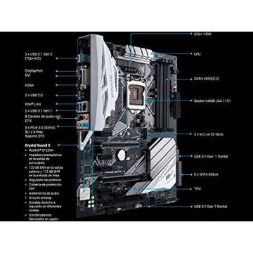 ASUS PRIME Z370-A LGA1151 DDR4 DP HDMI DVI M.2 USB 3.1 Z370 ATX Motherboard with USB 3.1 for 8th Gen...