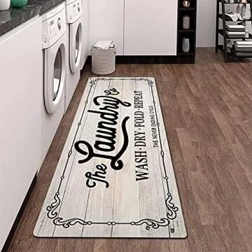 Pauwer Farmhouse Laundry Room Rug Runner 20"x59" Non-Slip