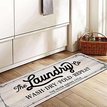 Pauwer Farmhouse Laundry Room Rug Runner 20"x59" Non-Slip