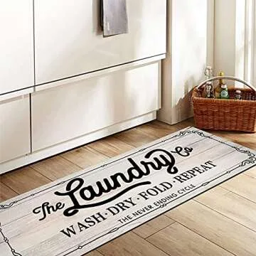 Pauwer Farmhouse Laundry Room Rug Runner 20"x59" Non-Slip