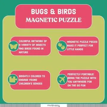 Mudpuppy Bugs & Birds - Tri Fold Magnetic Puzzles Featuring Two 20 Piece Bugs and Birds Themed Artwork