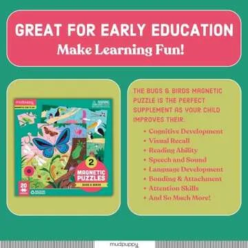 Mudpuppy Bugs & Birds - Tri Fold Magnetic Puzzles Featuring Two 20 Piece Bugs and Birds Themed Artwork