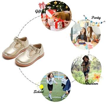 Felix & Flora Toddler Gold Mary Jane Dress Shoes for Girls