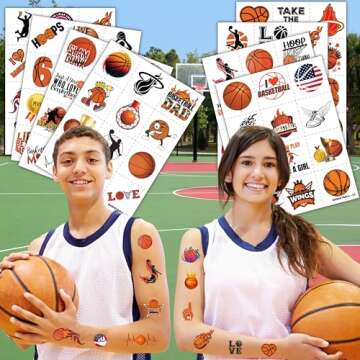 Basketball Temporary Tattoos - Fun Party Supplies for Kids