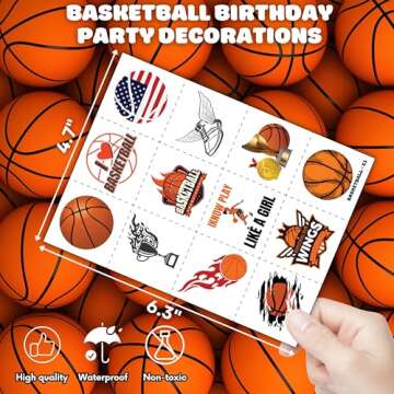 Basketball Temporary Tattoos - Fun Party Supplies for Kids
