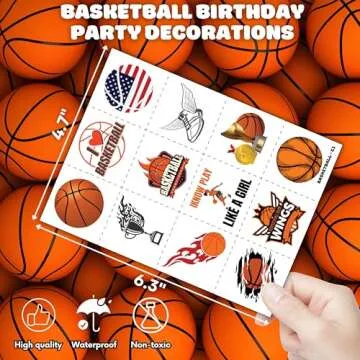 Basketball Temporary Tattoos - Fun Party Supplies for Kids