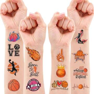 Basketball Temporary Tattoos - Fun Party Supplies for Kids