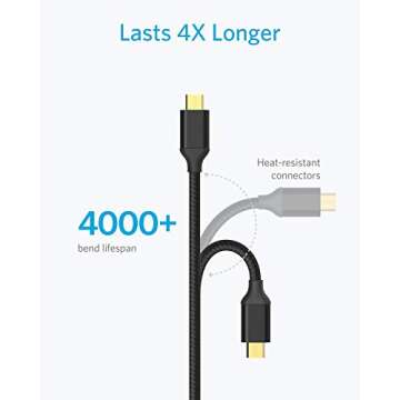 Anker Micro USB Cable Nylon 1.8 m [Pack of 2] High Speed Sync and Charging Cable with Gold-Plated Connectors for Samsung, HTC, Huawei, Sony, Nokia, Nexus, Kindle and Other Android Smartphones (Black)