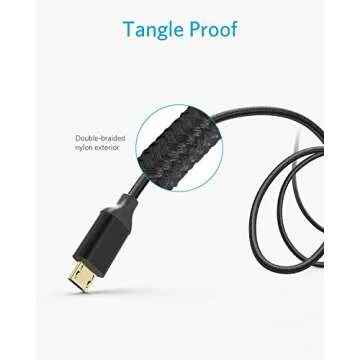 Anker Micro USB Cable Nylon 1.8 m [Pack of 2] High Speed Sync and Charging Cable with Gold-Plated Connectors for Samsung, HTC, Huawei, Sony, Nokia, Nexus, Kindle and Other Android Smartphones (Black)