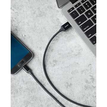 Anker Micro USB Cable Nylon 1.8 m [Pack of 2] High Speed Sync and Charging Cable with Gold-Plated Connectors for Samsung, HTC, Huawei, Sony, Nokia, Nexus, Kindle and Other Android Smartphones (Black)
