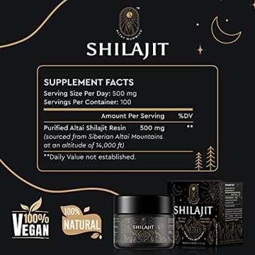 Shilajit Resin with Fulvic Acid & Trace Minerals, Original Siberian Pure Shilajit with 85+ Humic Acid Supplement Gel, Support Metabolism & Immune System - 100 Serving / 50g