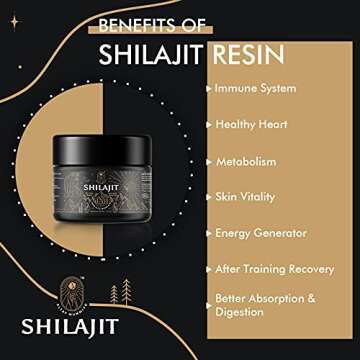 Shilajit Resin with Fulvic Acid & Trace Minerals, Original Siberian Pure Shilajit with 85+ Humic Acid Supplement Gel, Support Metabolism & Immune System - 100 Serving / 50g