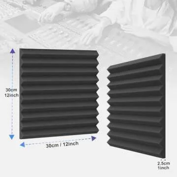 Burdurry 50 Pack Acoustic Panels Soundproof Studio Foam for Walls Sound Absorbing Panels Sound Insulation Wedge for Studio, 1" X 12" X 12" (Black)
