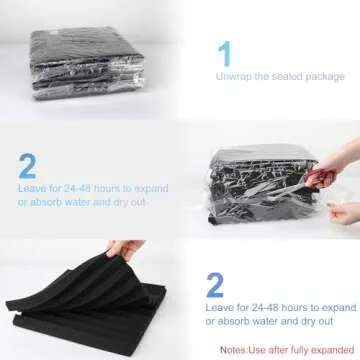 Burdurry 50 Pack Acoustic Panels Soundproof Studio Foam for Walls Sound Absorbing Panels Sound Insulation Wedge for Studio, 1" X 12" X 12" (Black)