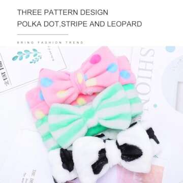 LADES Soft Skincare Headband – Adjustable, Comfortable & Stretchy Fabric, Cute Patterns for Makeup, Facial – Non-Slip, Headband for Hair Control