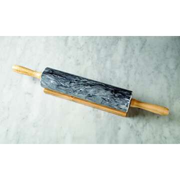 Fox Run Elegant Marble Rolling Pin with Wooden Handles