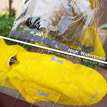 Waterproof Dog Raincoat with Adjustable Fit and Reflective Safety