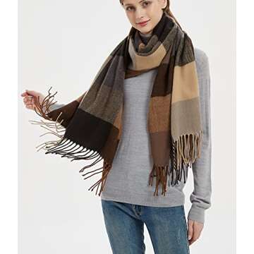 Wander Agio Women's Fashion Long Shawl Grid Scarf