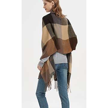 Wander Agio Women's Fashion Long Shawl Grid Scarf