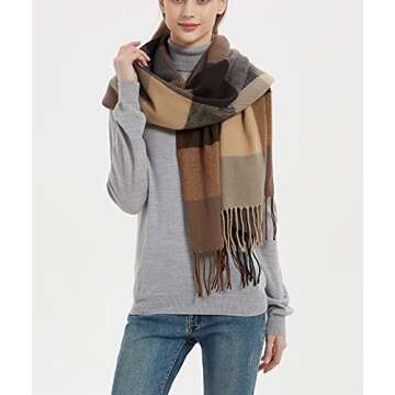 Wander Agio Women's Fashion Long Shawl Grid Scarf