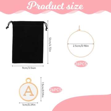 26 Pcs Wine Glass Charms Letters Glass Charm Markers Wine Charms with Rings Tags Wine Glasses Identi...