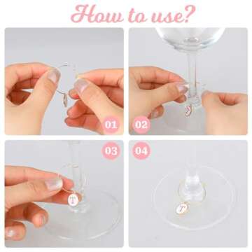 26 Pcs Wine Glass Charms Letters Glass Charm Markers Wine Charms with Rings Tags Wine Glasses Identifier Wine Glass Letters Markers for Stem Glasses Wine Champagne Party Favors Decor