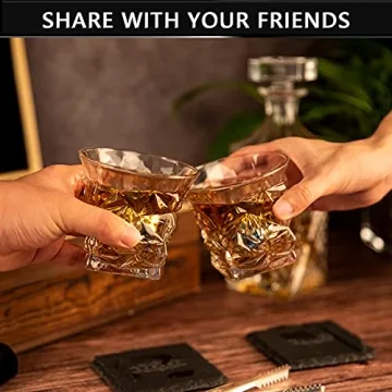 Whiskey Decanter Set for Men with Glasses & Stones