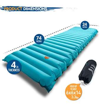 ZOOOBELIVES Extra Thickness Inflatable Sleeping Pad with Built-in Pump, Most Comfortable Camping Mat...