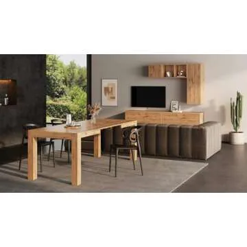 Mobili Fiver, Iacopo Extendable Dining Table, 55,1(86,6) x35,4 in, Rustic Oak, for 6-10 People, Expandable Dining Table for Kitchen, Living Room, Italian Furniture